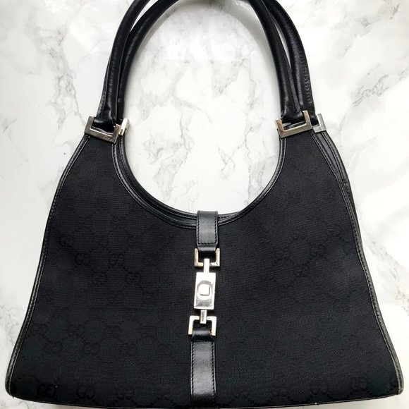 Classic Gucci Black Canvas Shouler Bag